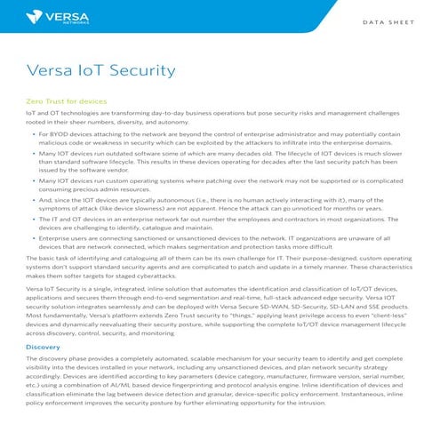 Secure the Unseen: How Versa Protects Your IoT and OT Ecosystem