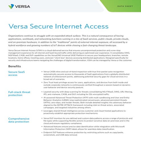 Versa Secure Internet Access: Comprehensive Cloud-Delivered Security ...
