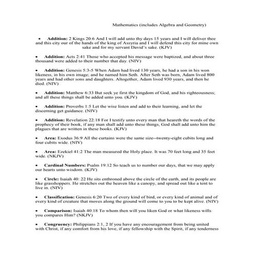 Versículos relacionados con matemáticas | PDF