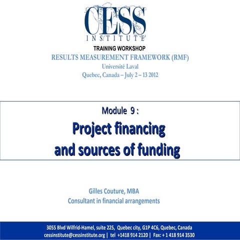Project financing  and sources of funding  