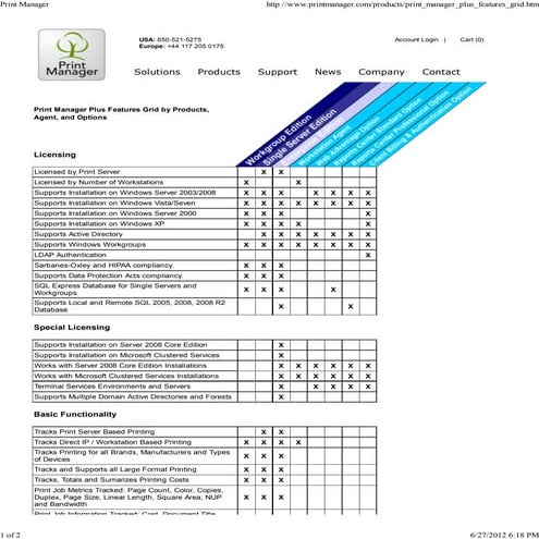 Version comparison print manager (nx power lite)