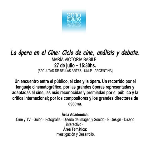 La Opera en el Cine: Ciclo de cine, análisis y debate | PPT