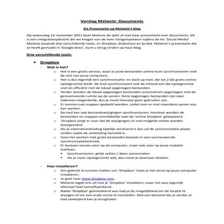 Verslag Melanie Documents