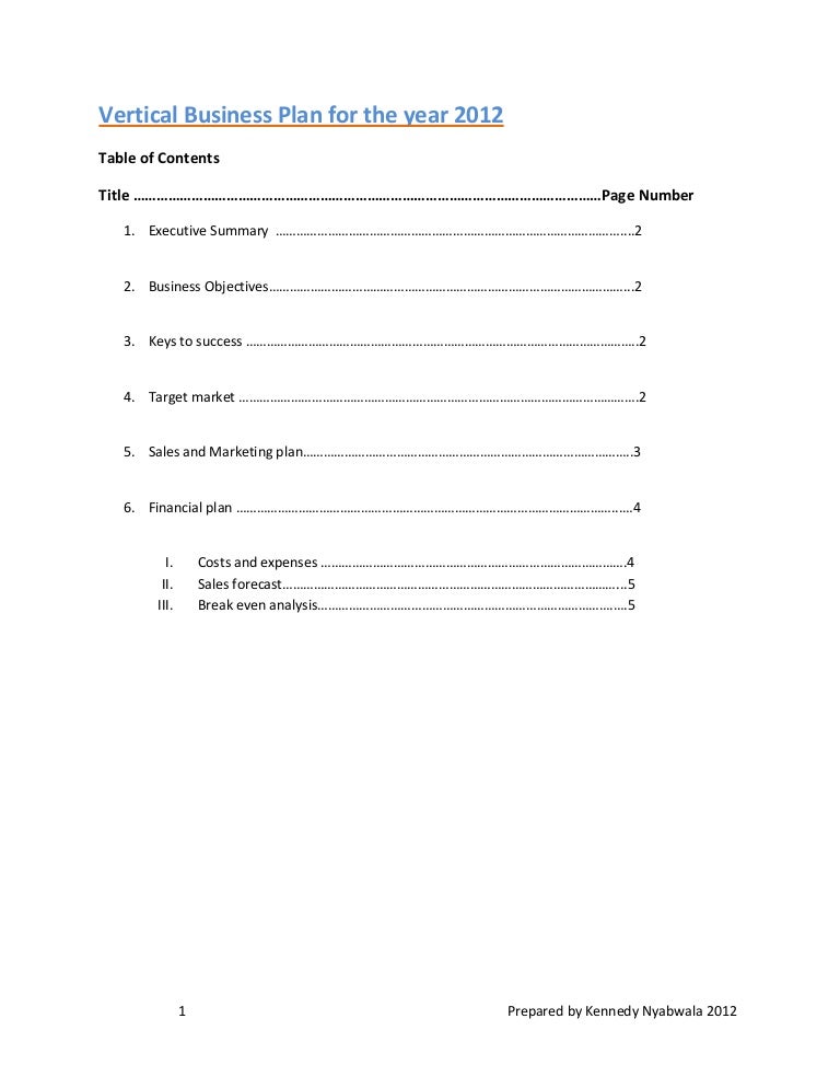 sample business plan by kennedy nyabwala