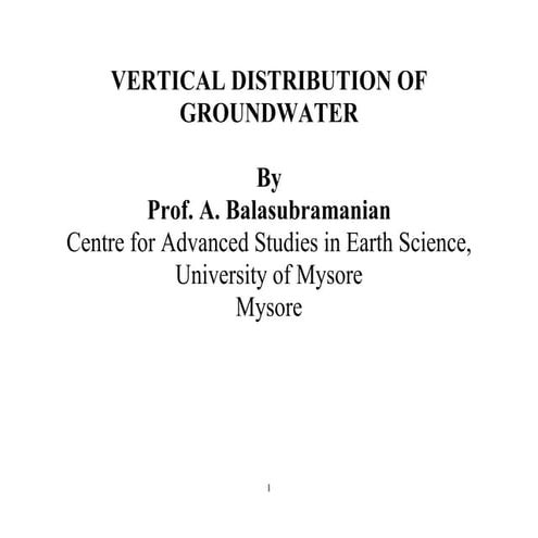 Vertical distribution of groundwater