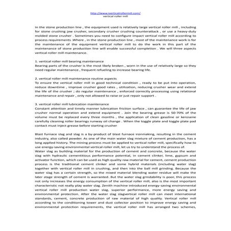 Vertical roller mill routine maintenance note