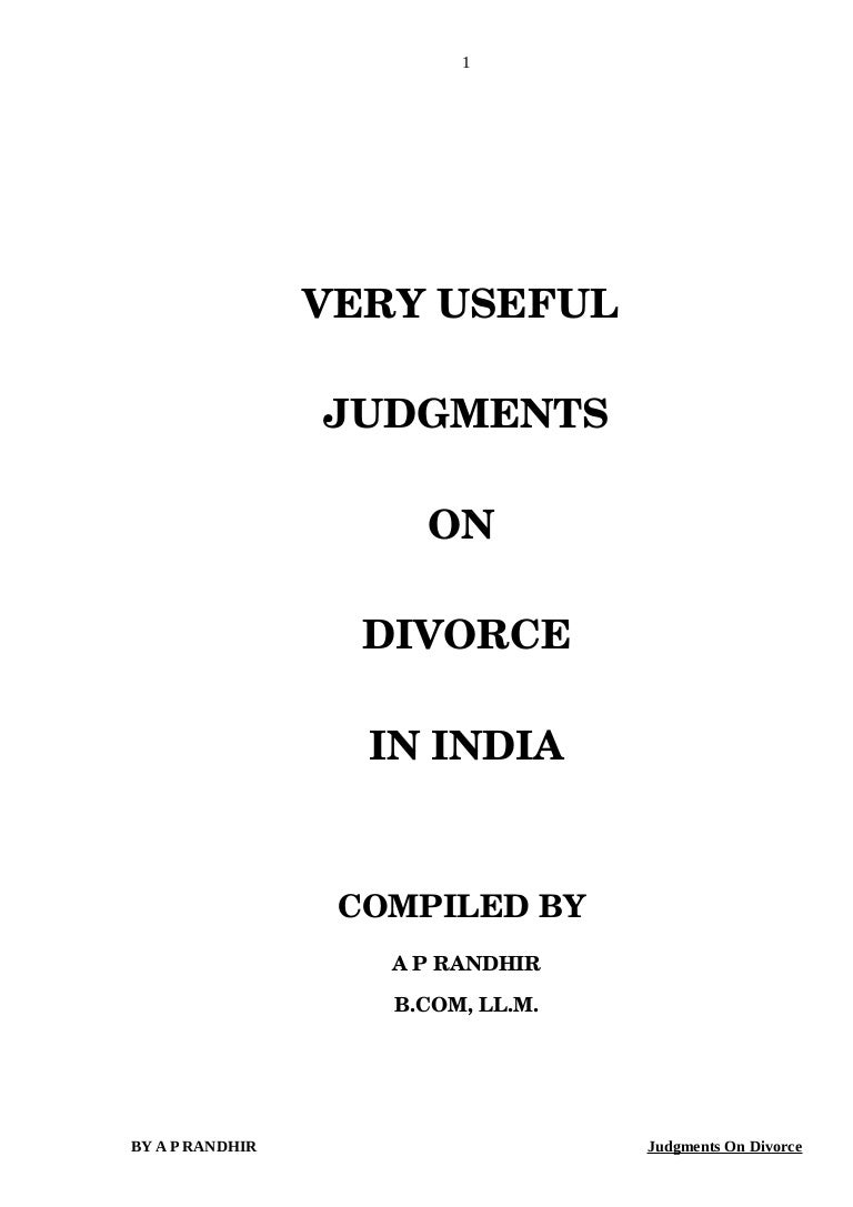 Very Useful Judgment On Divorce In India Doc