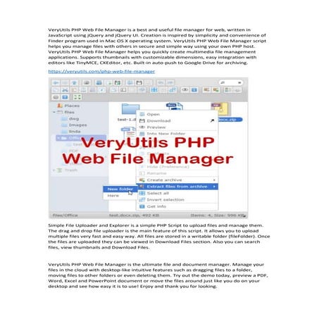 VeryUtils PHP Web File Manager is a best and useful file manager for ...