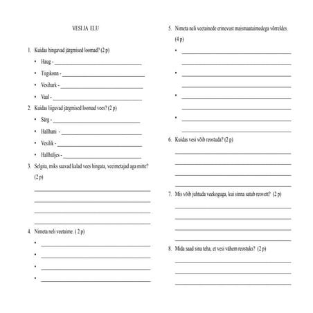 Vesi ja elu 5. klass | PDF