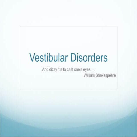 Vestibular Issues in PT | PPT