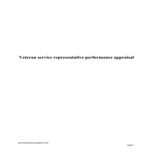 Veteran service representative performance appraisal