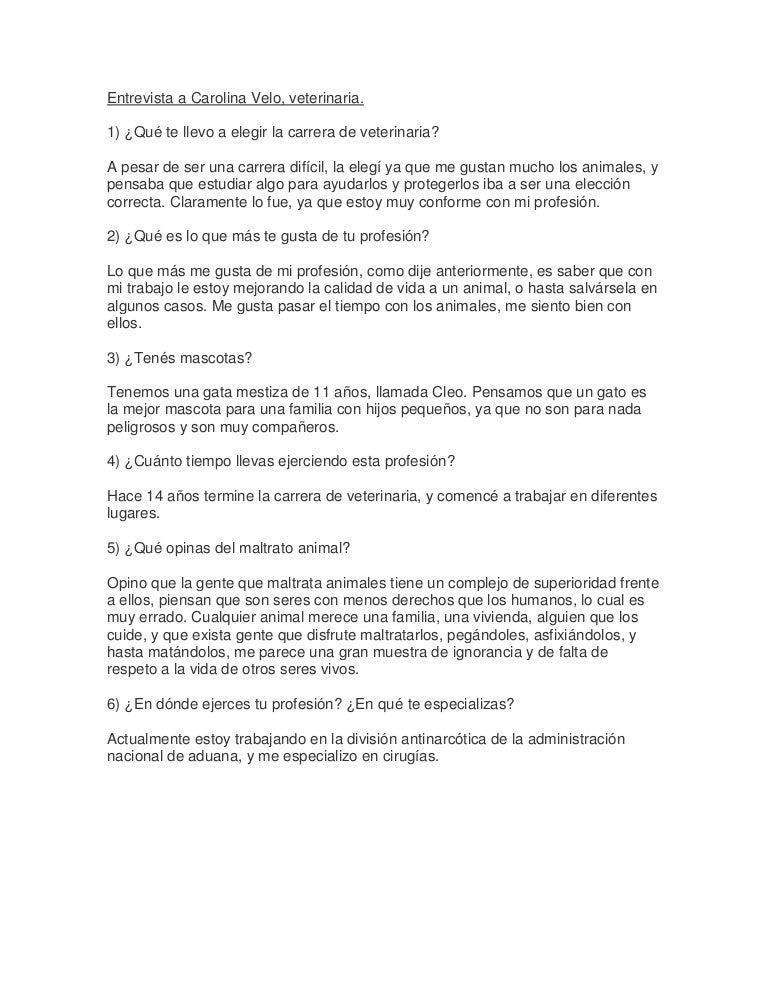 preguntas para una entrevista un profesionista entrevista a la veterinaria carolina vera preguntas para una entrevista un profesionista entrevista a la veterinaria carolina vera