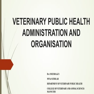 Veterinary public health administration and organisation