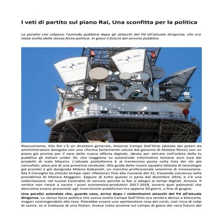 Veti piano rai, una sconfitta per la politica
