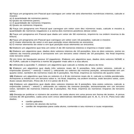 Exercicio Vetores Pascal | PDF