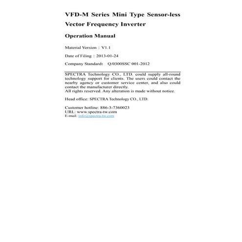 Vfd m operation manual