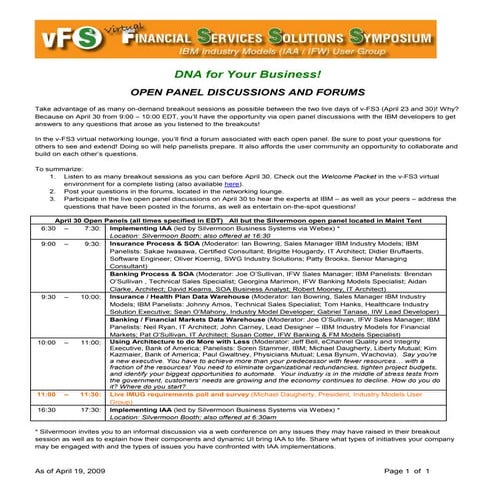 vFS3 Open Panel Discussions