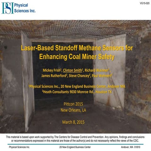 Laser-Based Standoff Methane Sensors for Enhancing Coal Miner Safety