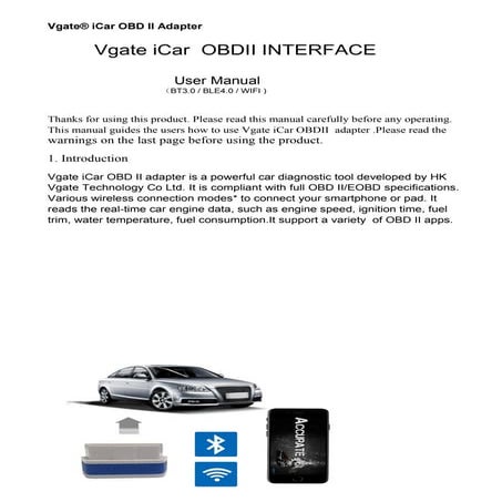 Vgate iCar Pro Bluetooth 4.0 (BLE) User's Manual