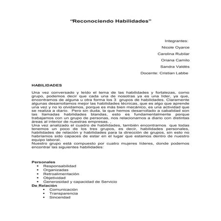 Reconociendo habilidades