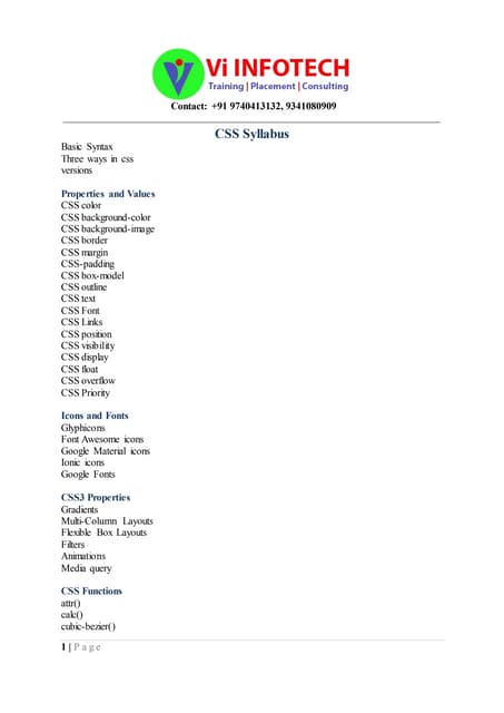 Vi INFOTECH css-syllabus