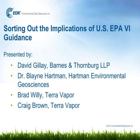 Sorting Out the Implications of U.S. EPA VI Guidance