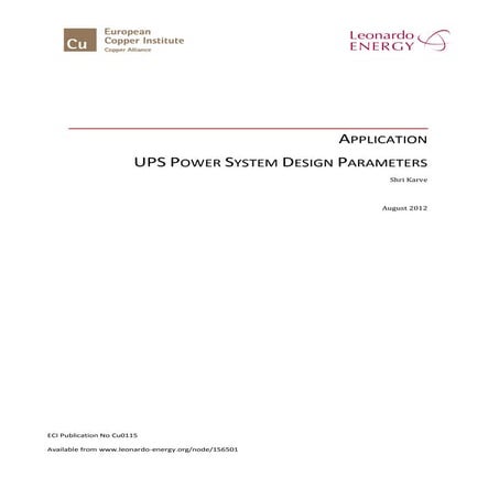 Application Note – UPS Power System Design Parameters