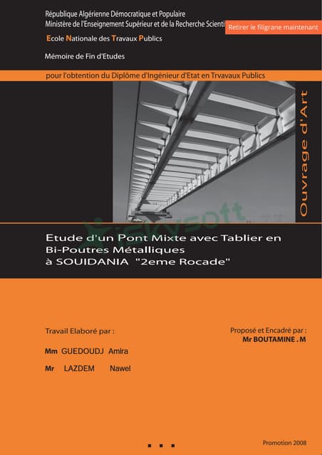 Etude d'un Pont Mixte avec Tablier en Bi-Poutres Métalliques à SOUIDANIA "2em...