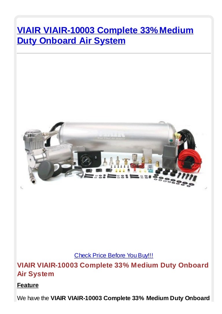 Viair viair 10003 complete 33 medium duty onboard air system