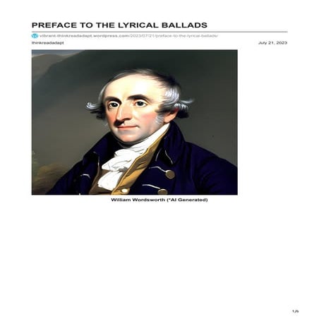 PREFACE TO THE LYRICAL BALLADS