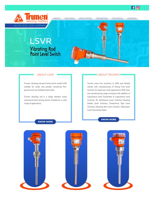 Vibrating Fork Level Switch | Trumen Technologies Pvt Ltd | PDF