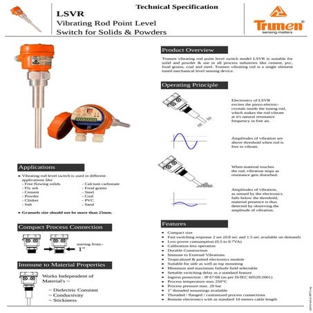 Vibrating Fork Point Level Switch for Liquids | PDF