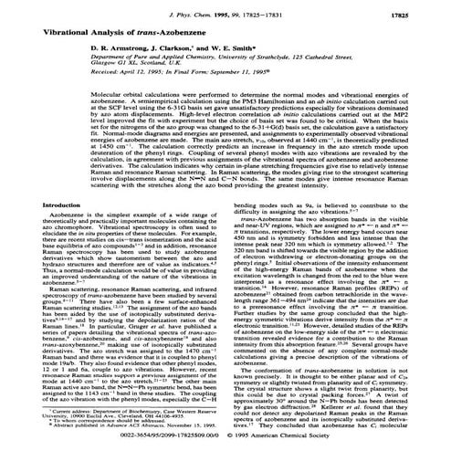 Vibrational analysis of trans azobenzene