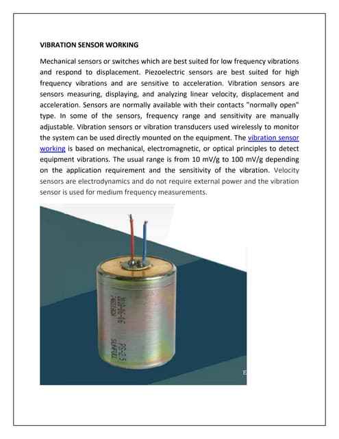 VIBRATION SENSOR WORKING Circuit Diagram