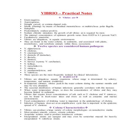 Vibrio practical notes