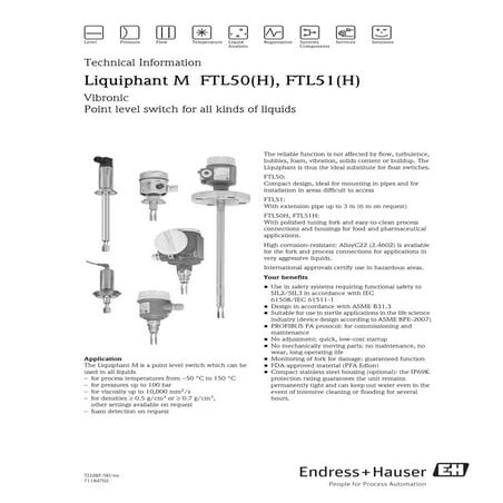Level limit switch for liquids-Liquiphant T FTL20