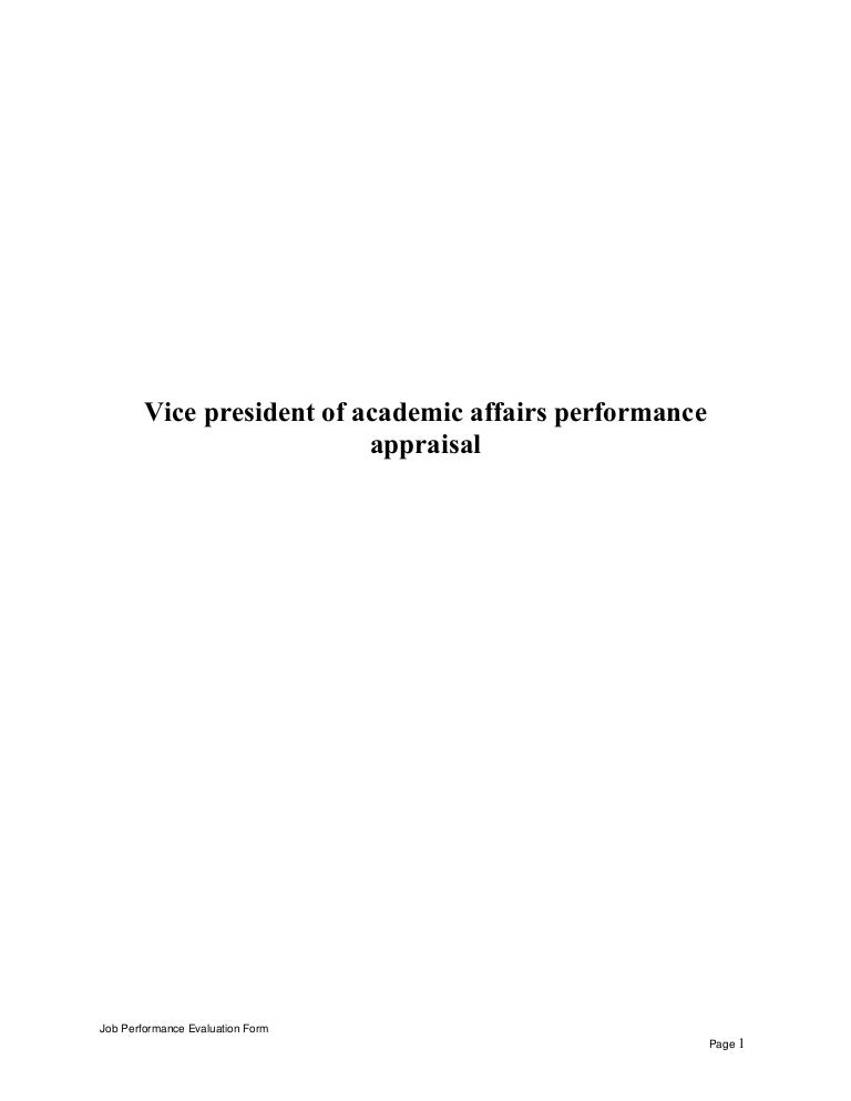 Vice president of academic affairs performance appraisal