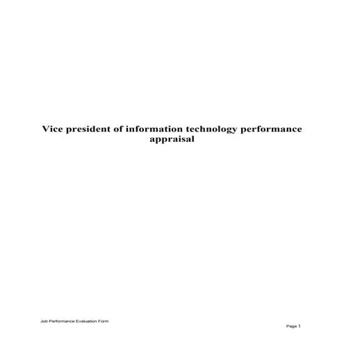 Vice president of information technology performance appraisal