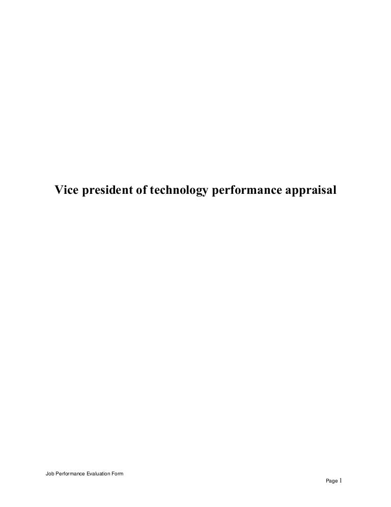 Vice President Of Technology Performance Appraisal
