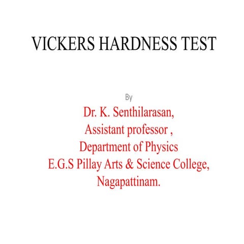 Vicker hardness test