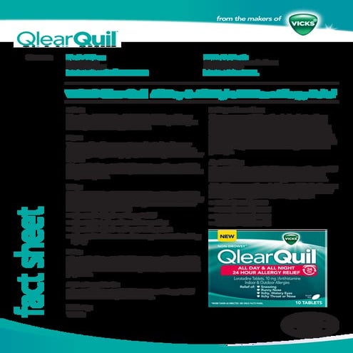 Vicks QlearQuil Fact Sheets | PDF