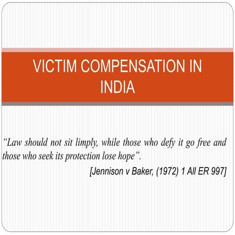 Victim compensation in India  ppt