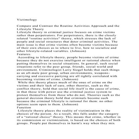 VictimologyCompare and Contrast the Routine Activities Approac.docx