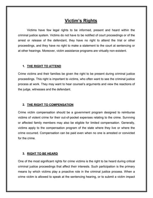 The Rights of Crime Victims In Indian Criminal Justice System | PPTX
