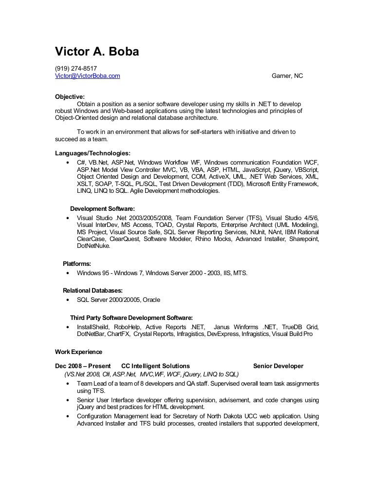 mainframe developer resume