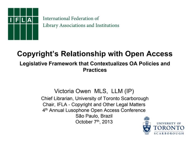 Copyright s relationship with open access - legislative framework that contex...