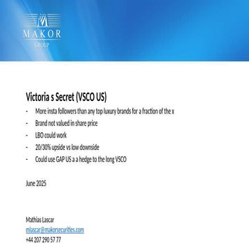 Long Short trade idea VSCO / GAP a 20% performance in 2 months