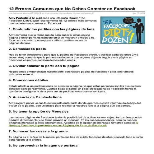12 errores comunes que no debes cometer en Facebook