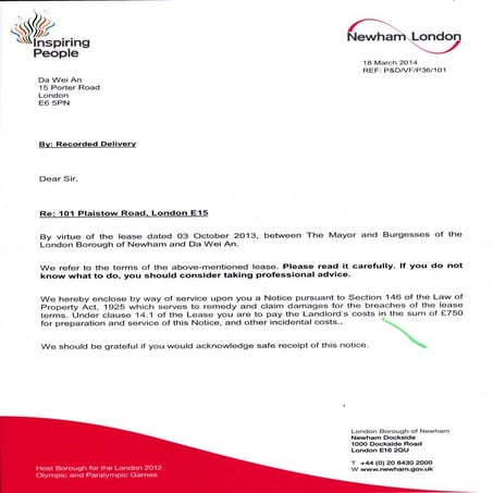 Section 146 Notice Letter