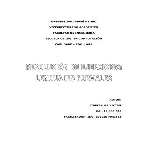 EJERCICIOS LENGUAJES FORMALES